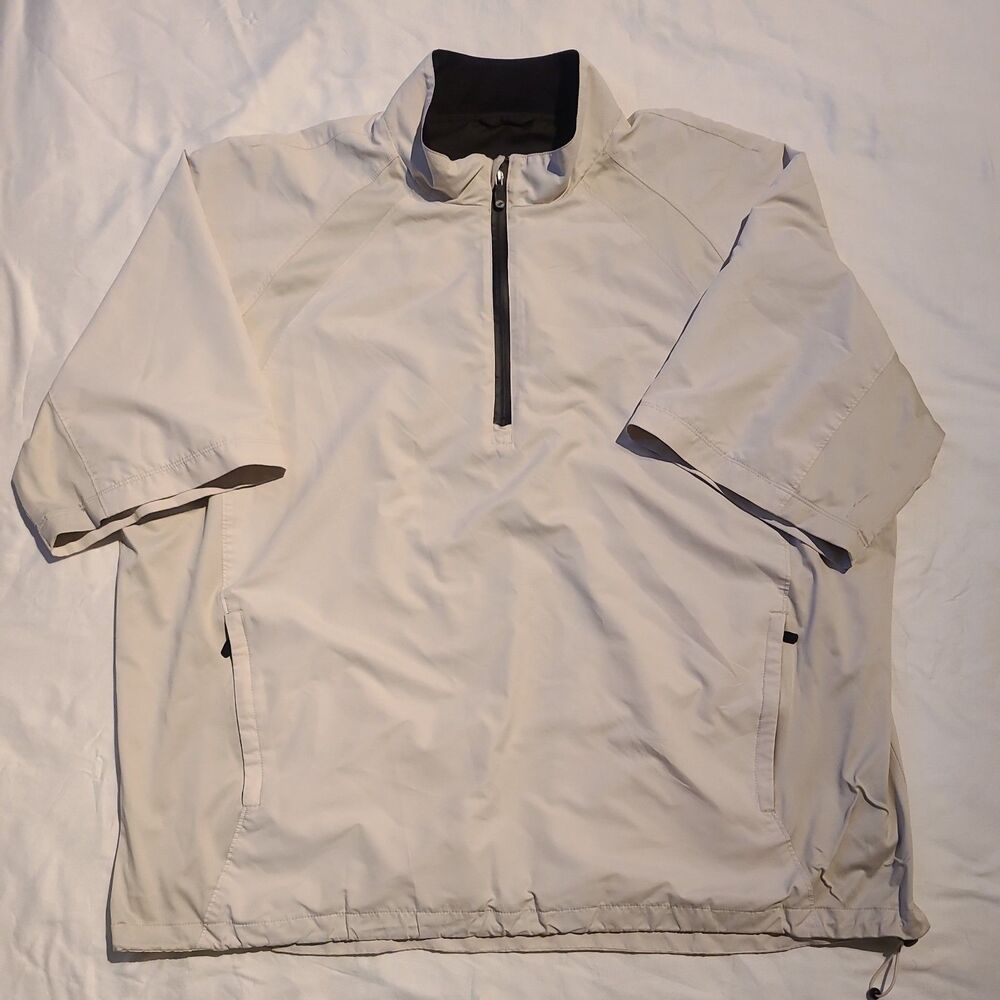 Glen Echo Windbreaker Pullover Men's XL Beige 1/4 Zip Pockets Lined Lightweight